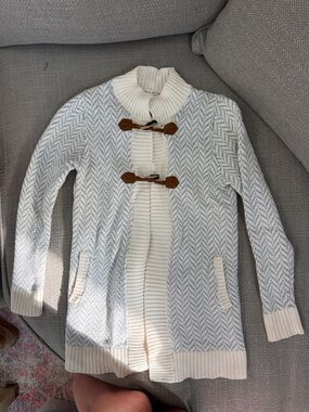 Cream & Light Gray Toggle-Front girls Sweater Cardigan